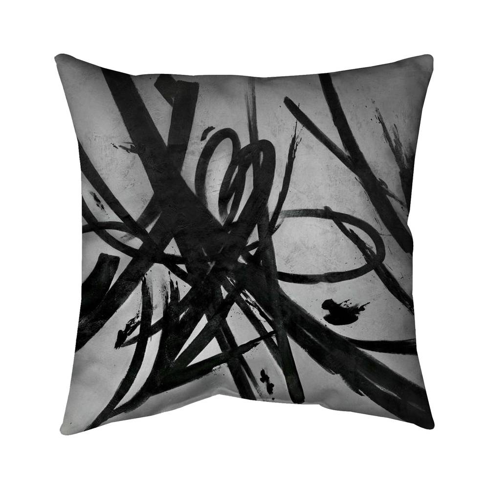 5541-1818-AB116 18 x 18 in. Circular Strokes Abstract Black Poly Twill Throw Pillow - Home Decor