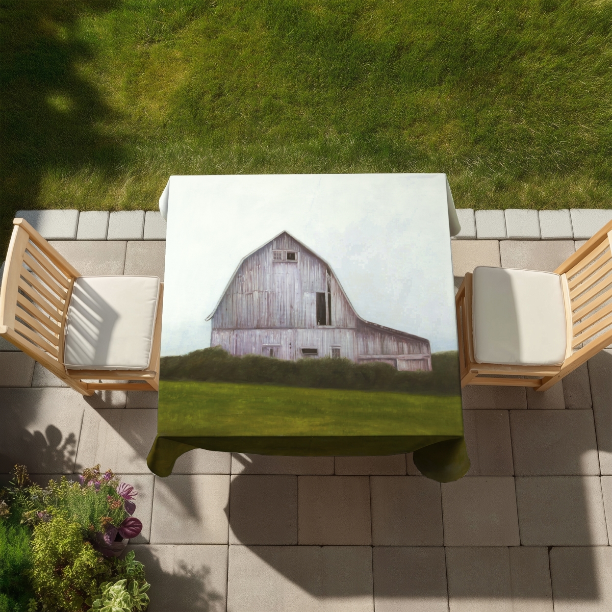Picture of Begin Home Decor C1TC585826GVQX 58 x 58 in. Red Rustic Barn Tablecloth - Indoor & Outdoor Home Decor
