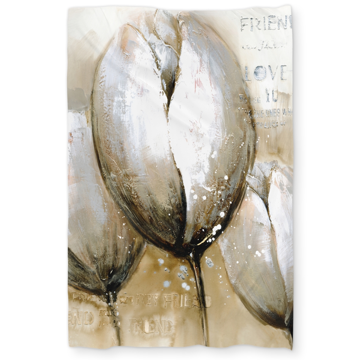 C1DCTXLW5VF2V0 Twin Extra Long Three Tulips with Typography - Botanical Livingroom Duvet Cover