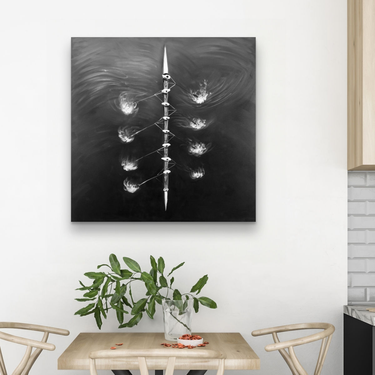 C1RC3232PUISP3 32 x 32 in. Rowing Boat Race - Hobbies White Canvas for Home Decor