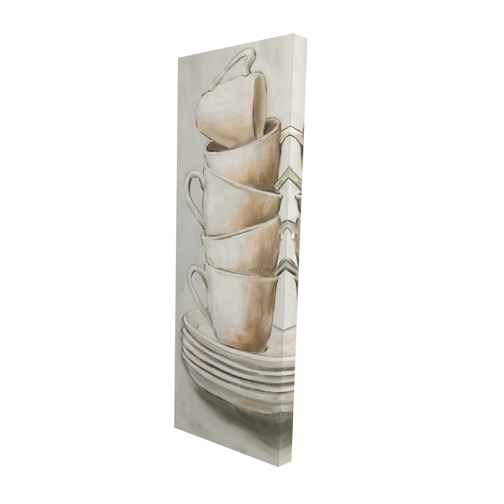 2080-6020-SL19 20 x 60 in. Stacked Cups - Object Gastronomy Canvas for Home Decor
