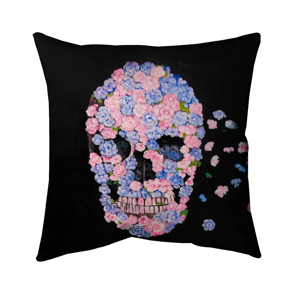 5543-2626-MI57 26 x 26 in. Flower Skull - Modern Poly Twill Throw for Home Decor