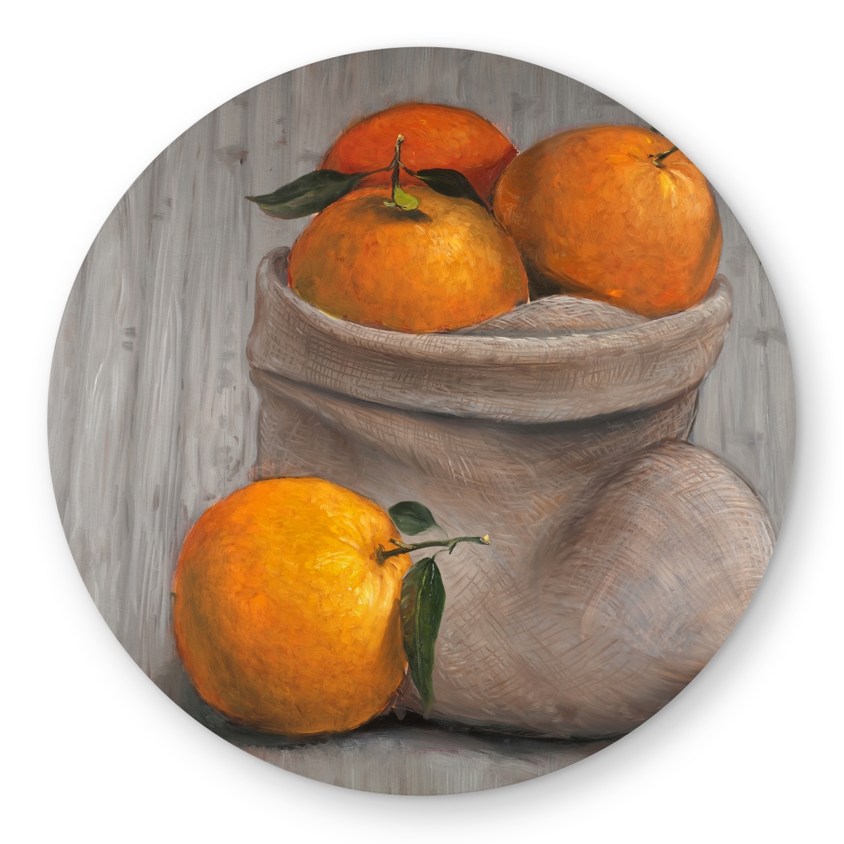 C1COAR55YPISD9 5 x 5 ft. Bag of Oranges Outdoor Area Rug - Kitchen Still Life Decor - Round