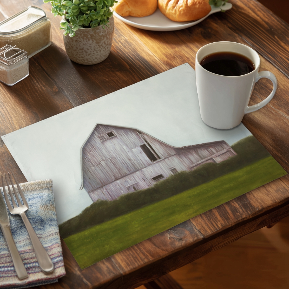 Picture of Begin Home Decor C6PP1418WMJKKL 14 x 18 in. Rustic Barn Polyester Placemat - Home Decor Table Accent - Set of 6