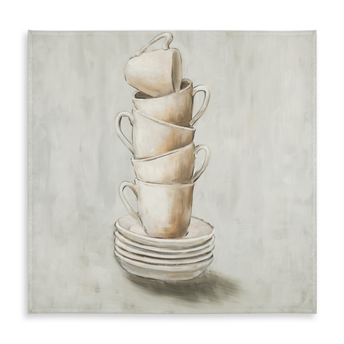 Picture of Begin Home Decor C1TC5858VCQPH3 58 x 58 in. Stacked Cups Gray Tablecloth - Indoor & Outdoor Home Decor