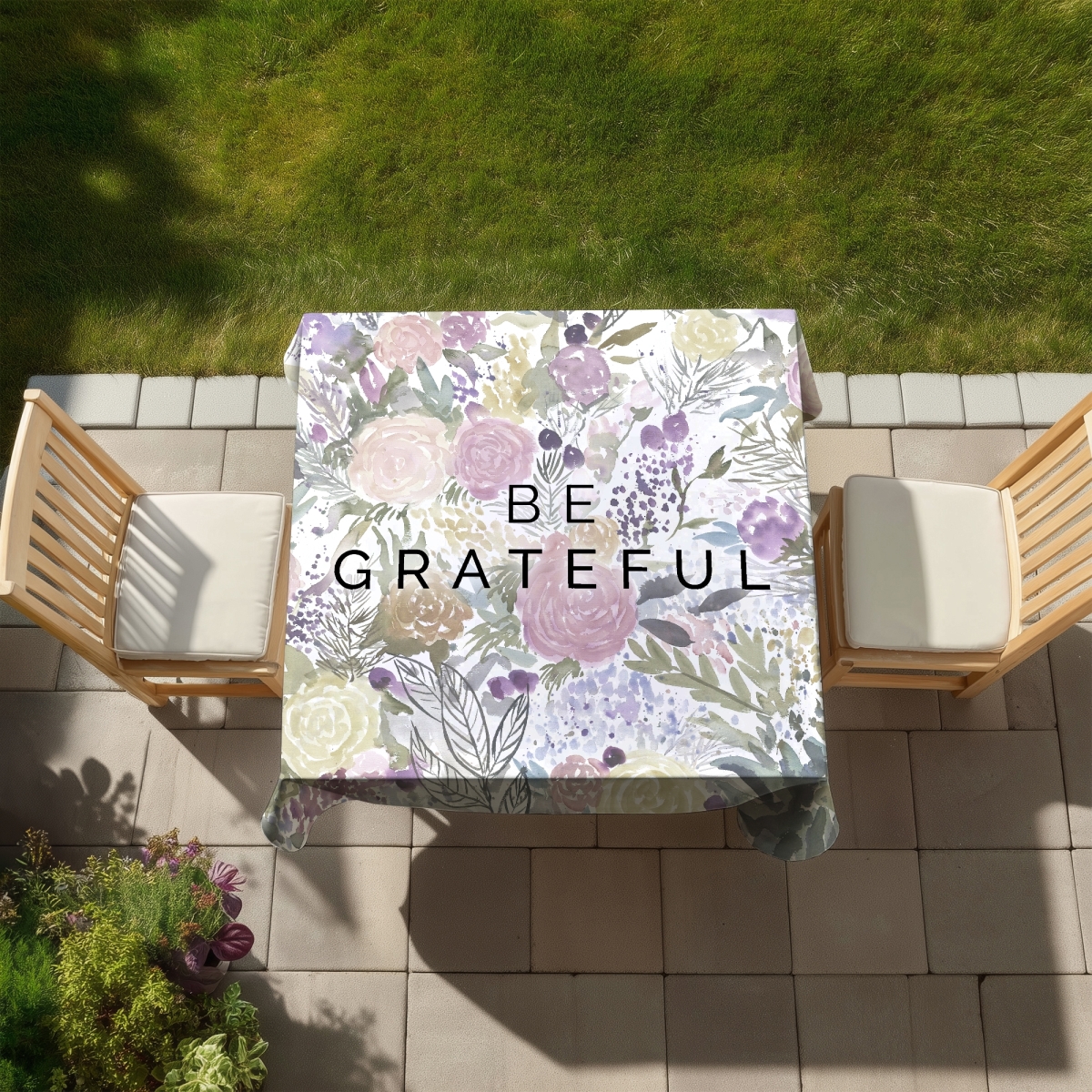 Picture of Begin Home Decor C1TC5858PO0Z0I 58 x 58 in. Floral Botanical Tablecloth - Be Grateful Home Decor - Indoor & Outdoor