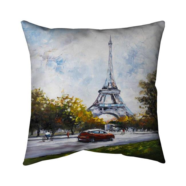 5541-2020-ST31 20 x 20 in. Driving Near The Eiffel Tower-Double Sided Print Indoor Pillow