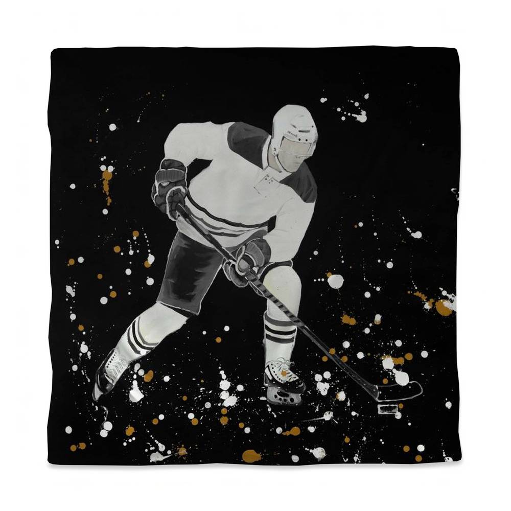 3817-SWCQ-SP72 Queen Size Hockey Player in Action Duvet Cover - Man Cave Decor