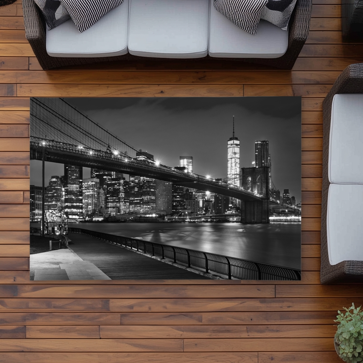 C1ROAR466X25G4 4 x 6 ft. City Under the Night - Black Outdoor Area Rug for Man Cave - Rectangle