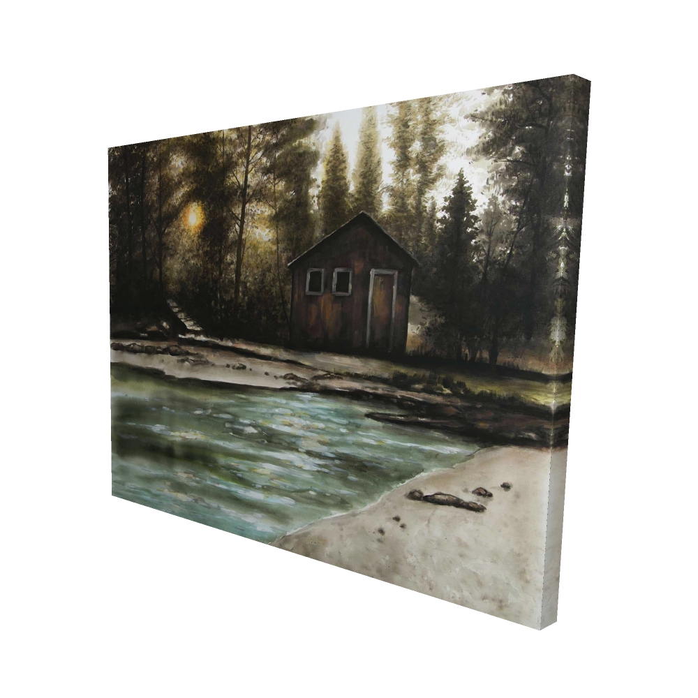 2080-4860-LA189 48 x 60 in. Cabin in the Forest - Rustic Man Cave Canvas for Home Decor
