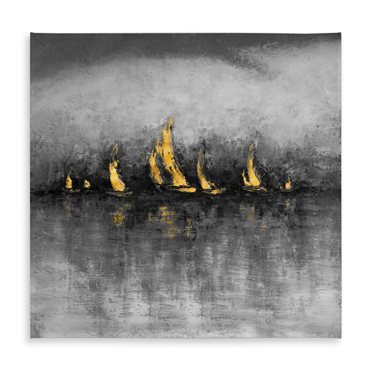 Picture of Begin Home Decor C1TC585830AX63 58 x 58 in. Gold Sailboats Tablecloth - Abstract Indoor & Outdoor Decor