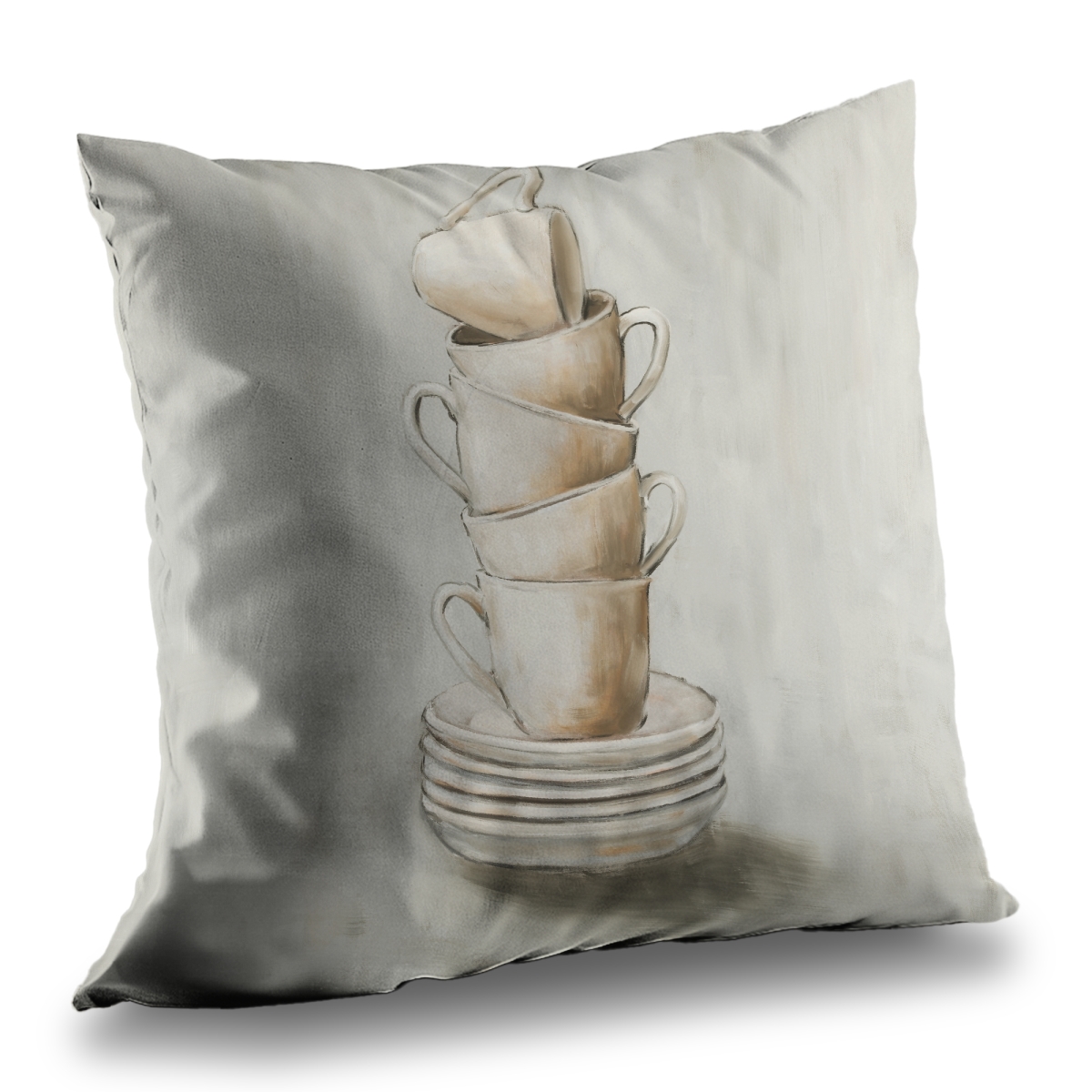 C1PC1414BFSIWN 14 x 14 in. Stacked Cups - Object Still Life Poly Twill Throw - Home Decor