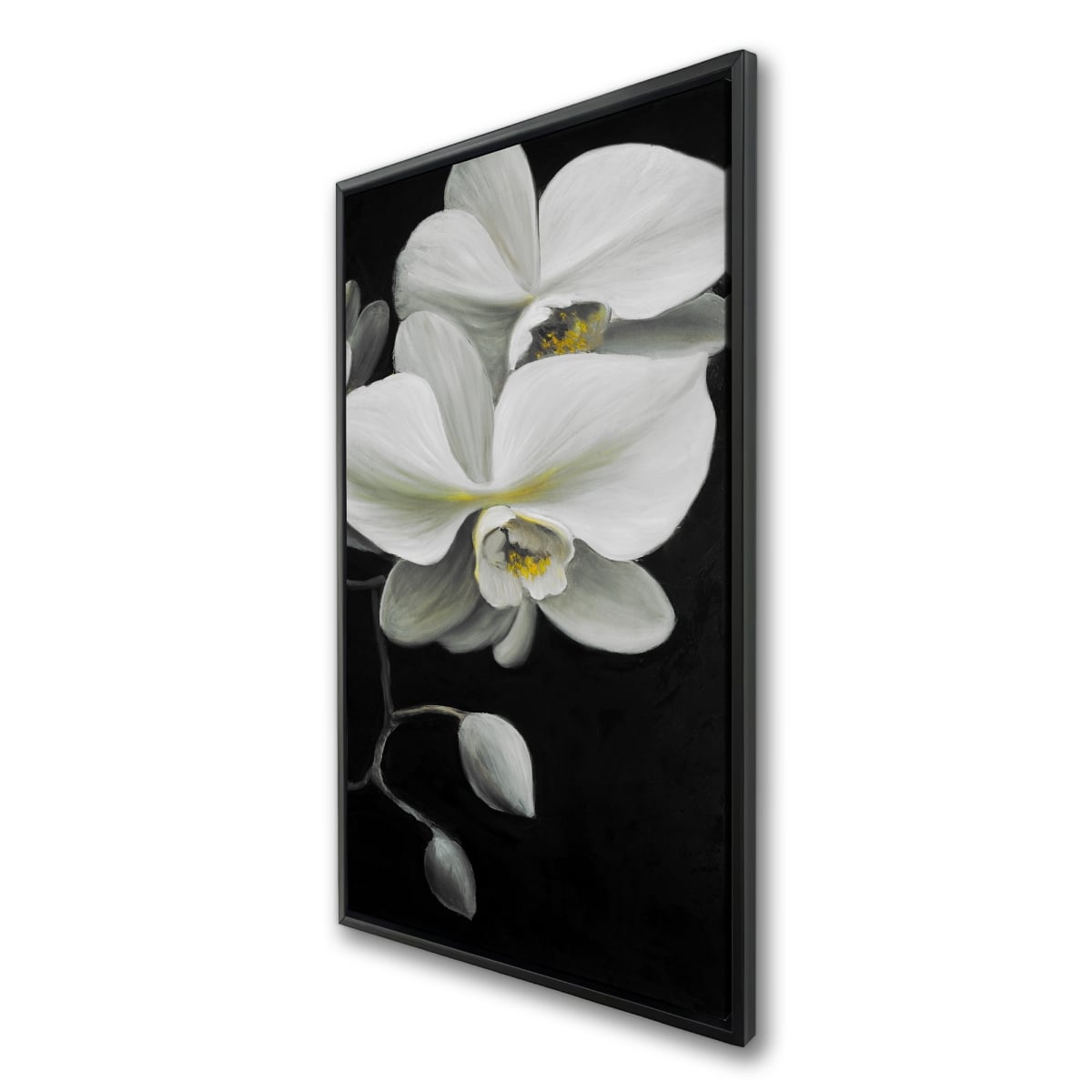 C1FC2448WLYF4Y 24 x 48 in. White Orchids - Black Romantic Framed Canvas Home Decor