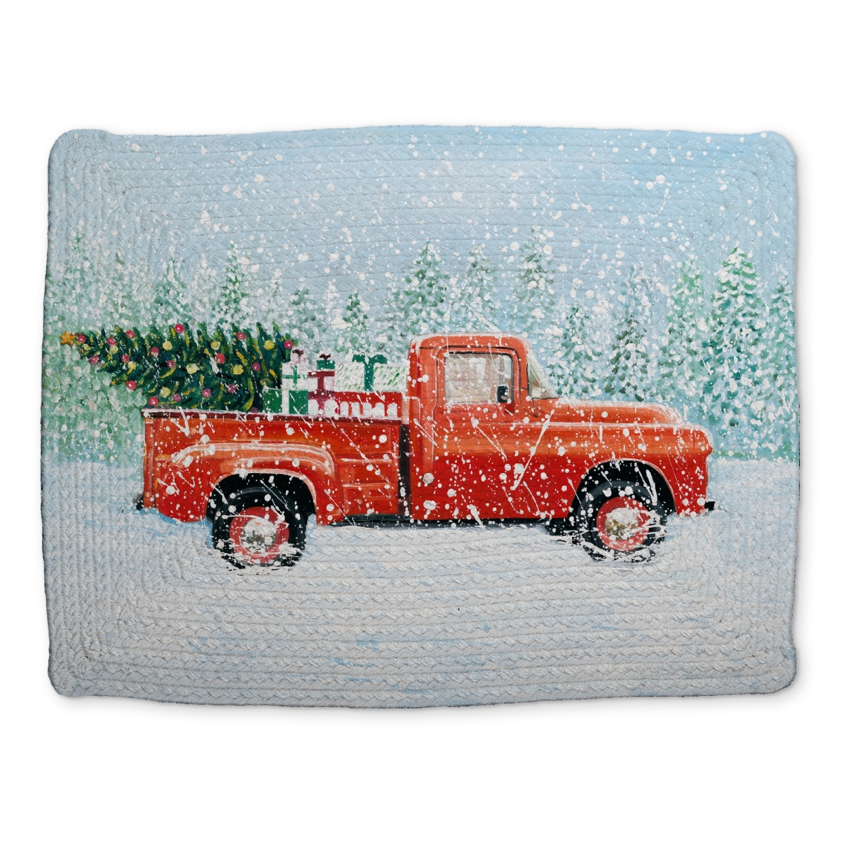Picture of Begin Home Decor CBPM1418EA862L 14 x 18 in. Christmas Tree Truck Rustic Braided Placemat - Home Decor