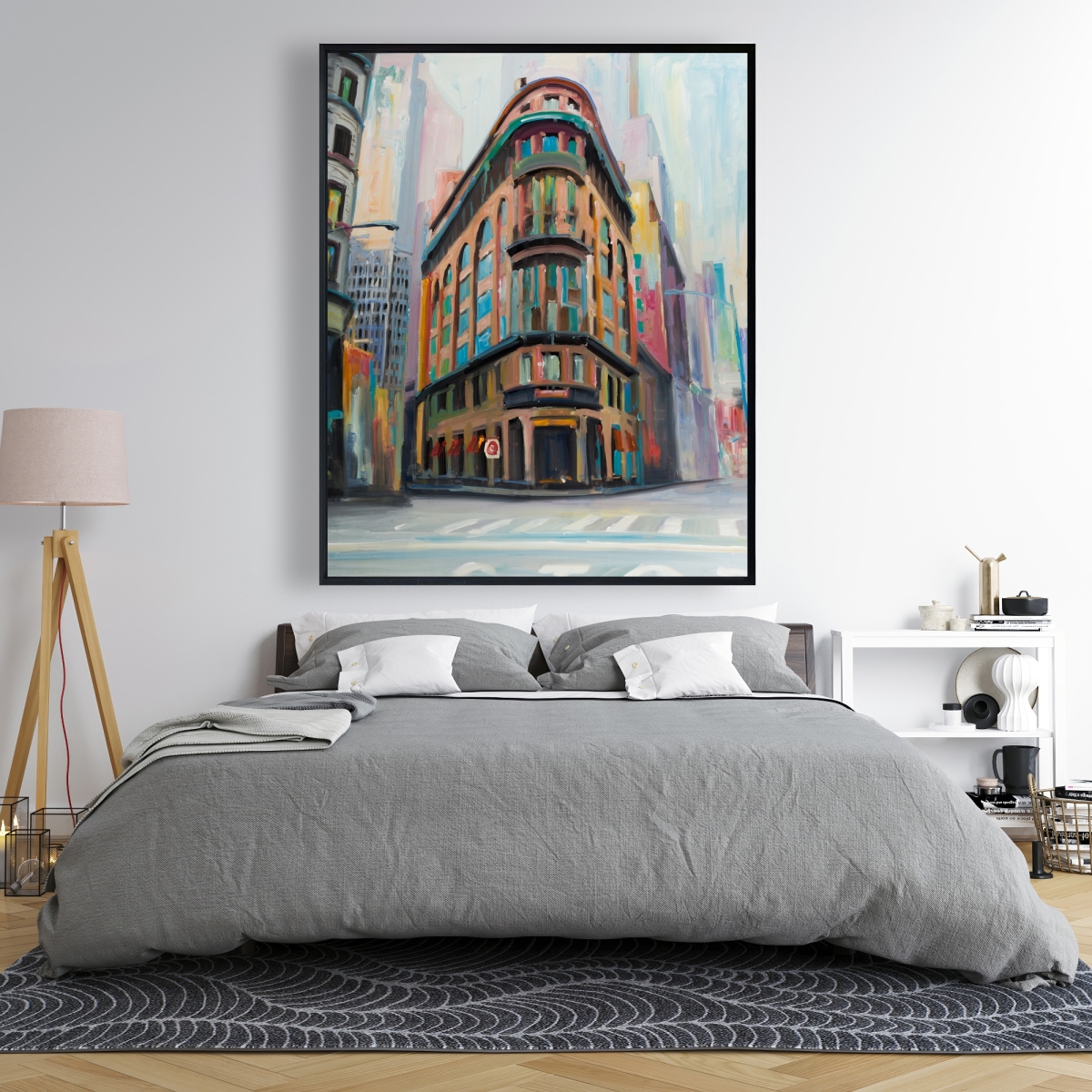 C1FC4860BWSJUM 48 x 60 in. Building Architecture in   York - Brown Framed Canvas Decor