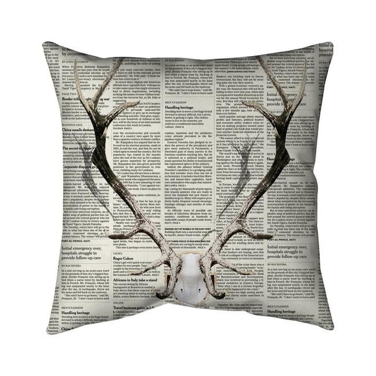26 x 26 in. Deer Horns on Newspaper-Double Sided Print Indoor Pillow