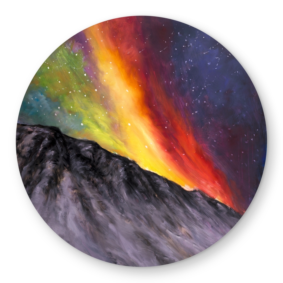 C1COAR55JFBSKF 5 x 5 ft. Aurora Borealis Mountain Round Outdoor Rug - Decor
