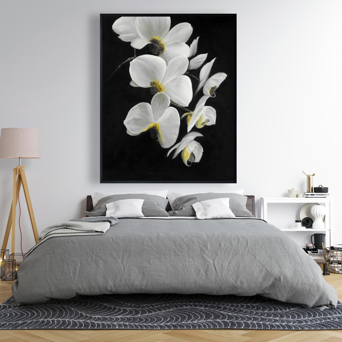 C1FC48603SE8EB 48 x 60 in. Beautiful Orchids - White Romantic Framed Canvas Decor