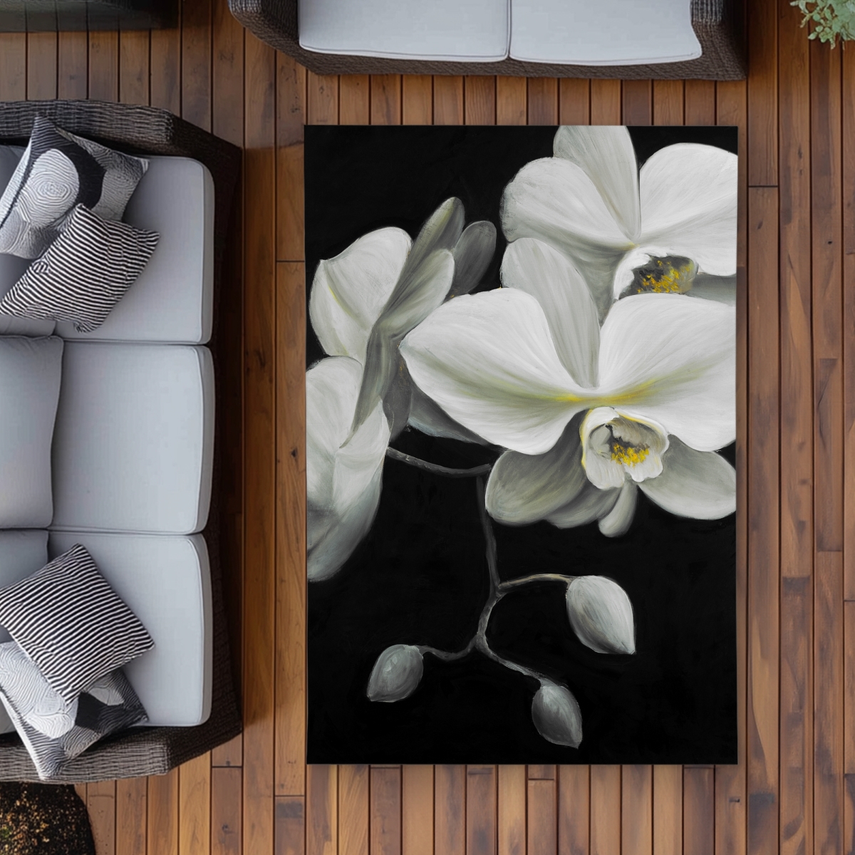 C1ROAR46PHAAYZ 4 x 6 ft. White Orchids Outdoor Area Rug - Romantic Home Decor - Rectangle