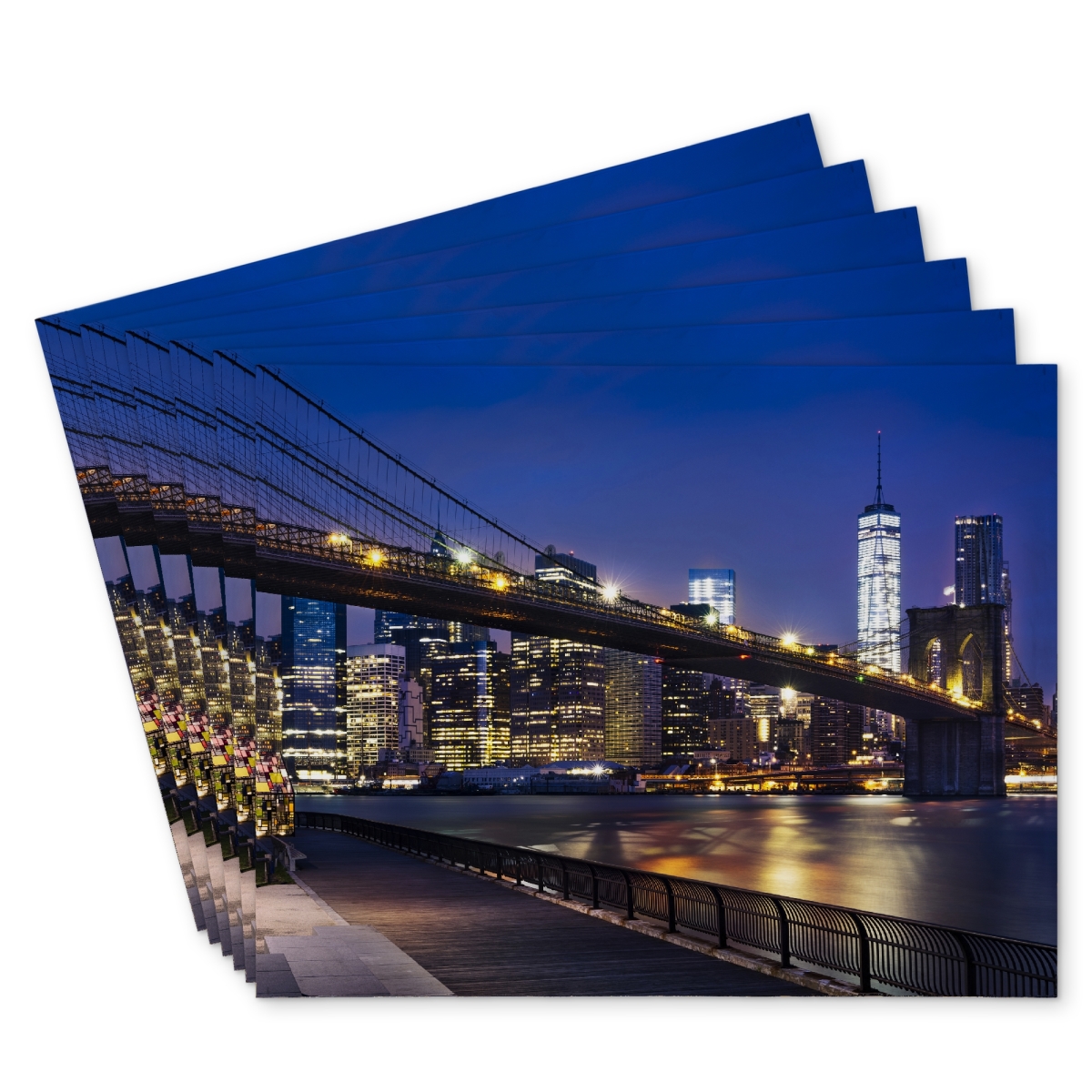Picture of Begin Home Decor C6PP1418LXIHOV 14 x 18 in. City At Night Polyester Placemat - Stylish Home Decor Accent - Set of 6