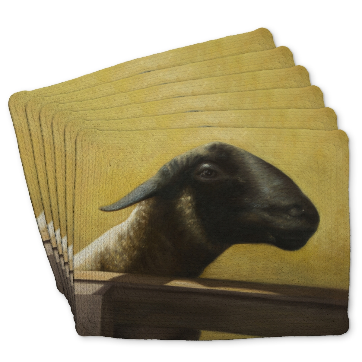 Picture of Begin Home Decor C6BP14185LRX74 14 x 18 in. Young Ram Braided Polyester Placemat for Home Decor - Stylish - Set of 6