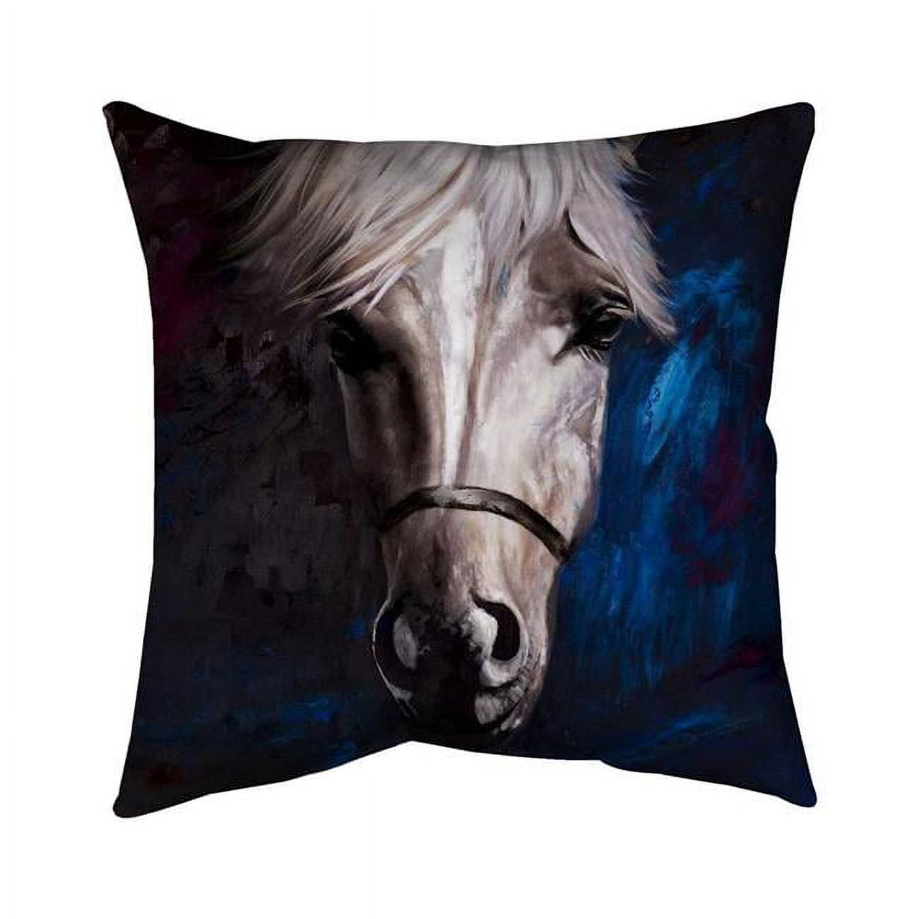 26 x 26 in. White Horse on Blue Background-Double Sided Print Indoor Pillow