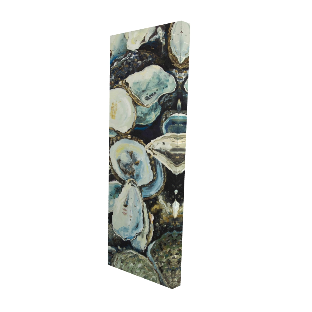 2080-4816-CO164 16 x 48 in. Marine Blue Oyster Shells Canvas - Coastal Home Decor Art