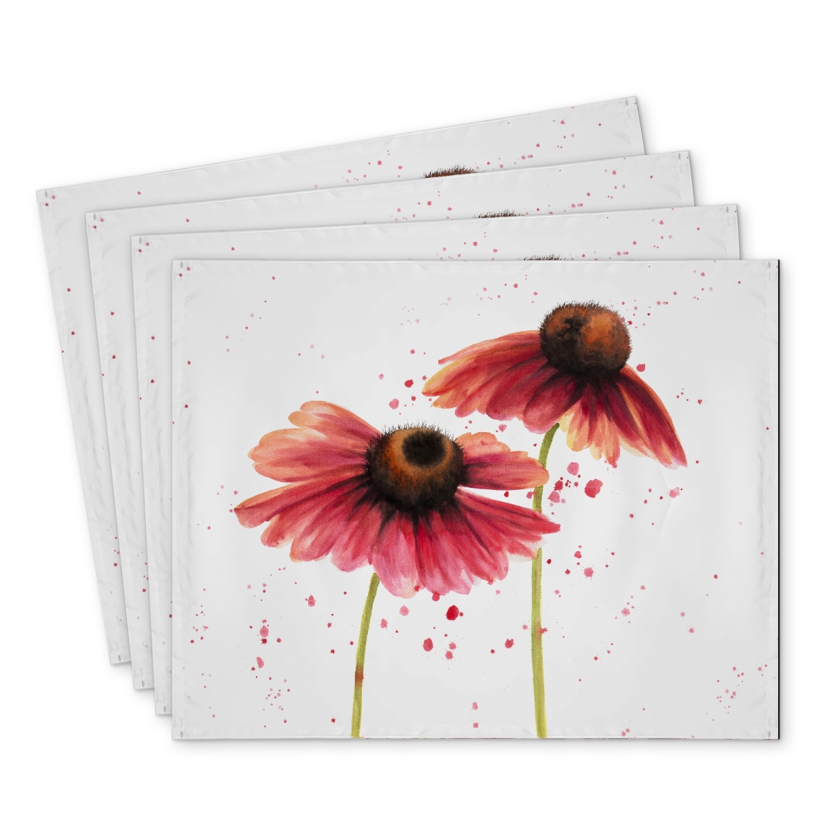 Picture of Begin Home Decor C4PP14186CHX1O 14 x 18 in. Two Pink Daisies Polyester Placemat - Home Decor Accent - Set of 4