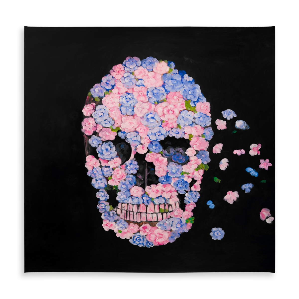 Picture of Begin Home Decor C1TC58584UNUYW 58 x 58 in. Flower Skull Tablecloth - Modern Indoor & Outdoor Home Decor