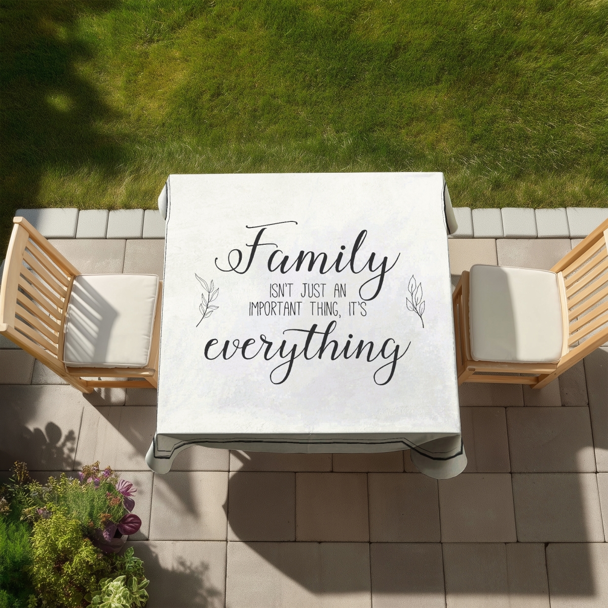 Picture of Begin Home Decor C1TC58584WBOOZ 58 x 58 in. Shapes Beige Family Tablecloth - Indoor Outdoor Kitchen Decor