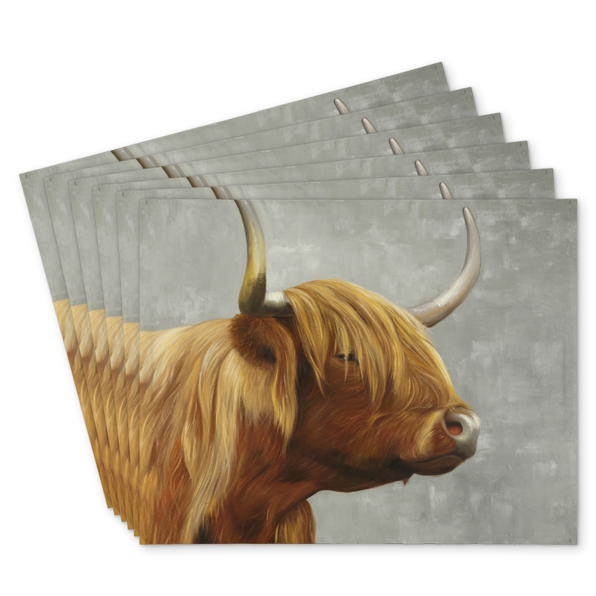 Picture of Begin Home Decor C6PP1418TE6K7L 14 x 18 in. Beautiful Highland Cattle Polyester Placemat - Home Decor - Set of 6