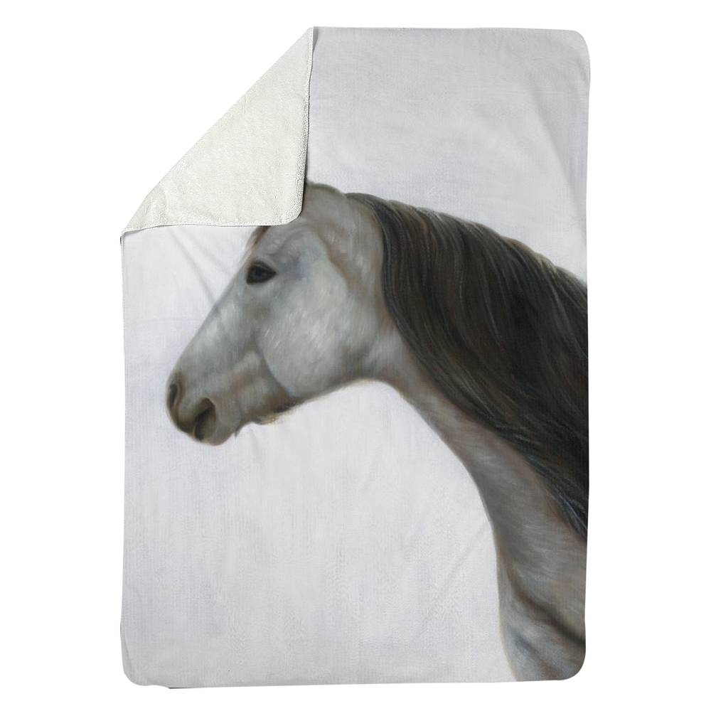 5545-8060-AN521 60 x 80 in. Winter Horse Sherpa Fleece Blanket - Cozy Farm Animal Decor