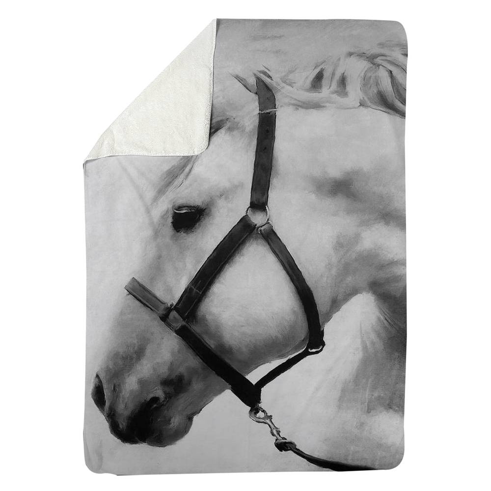 5545-8060-AN63-1 60 x 80 in. Cozy Gray Sherpa Fleece Blanket - Darius the Horse Decor
