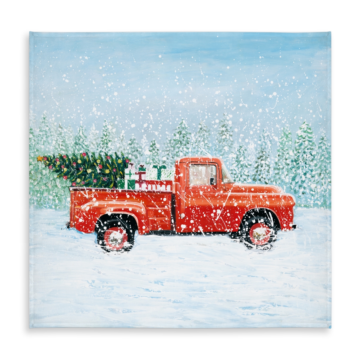 Picture of Begin Home Decor C1TC5858W0AWHE 58 x 58 in. Christmas Tree Truck Tablecloth - Indoor & Outdoor Home Decor