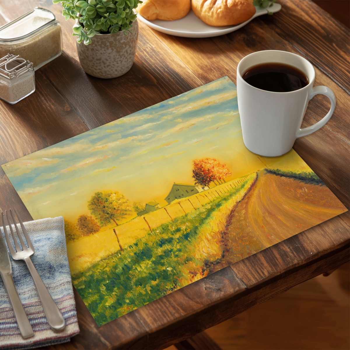 Picture of Begin Home Decor C6PP1418EJXN45 14 x 18 in. In the Countryside Polyester Placemat - Home Decor Accent - Set of 6