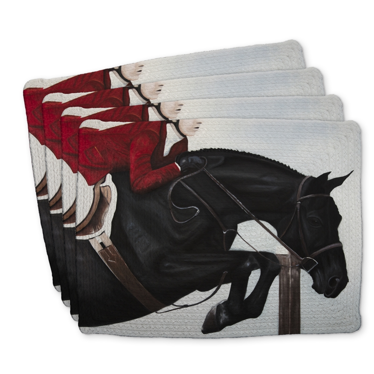 Picture of Begin Home Decor C4BP14181VNB1W 14 x 18 in. Riding Competition Braided Polyester Placemat - Home Decor - Set of 4