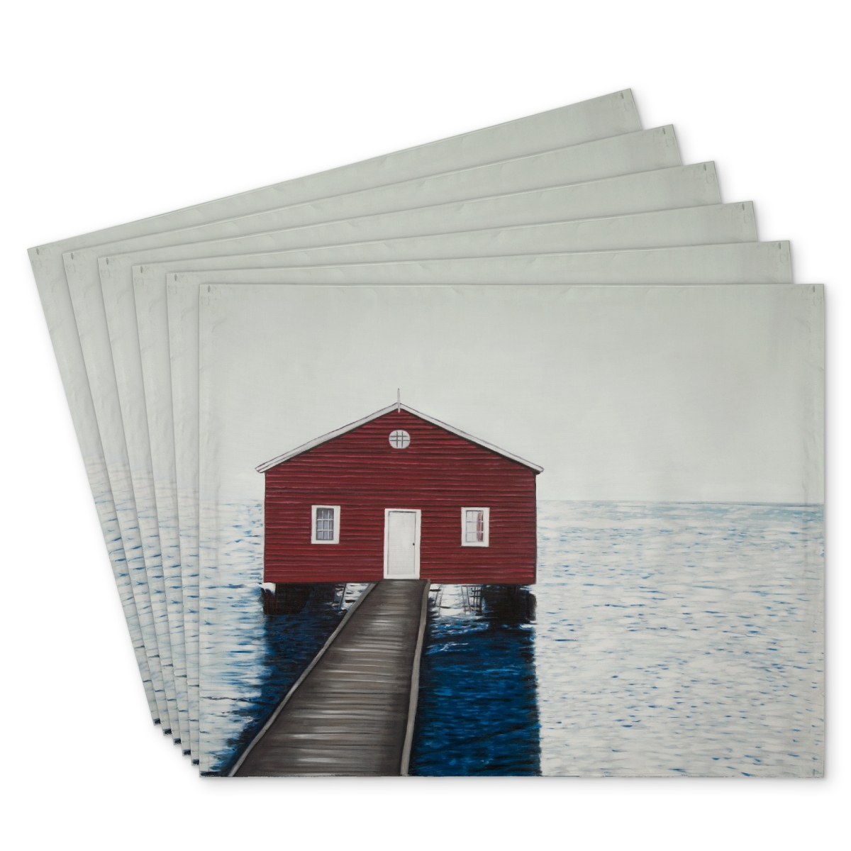 Picture of Begin Home Decor C6PP1418I9N0W3 14 x 18 in. Boathouse Polyester Placemat - Elegant Home Decor Accent - Set of 6