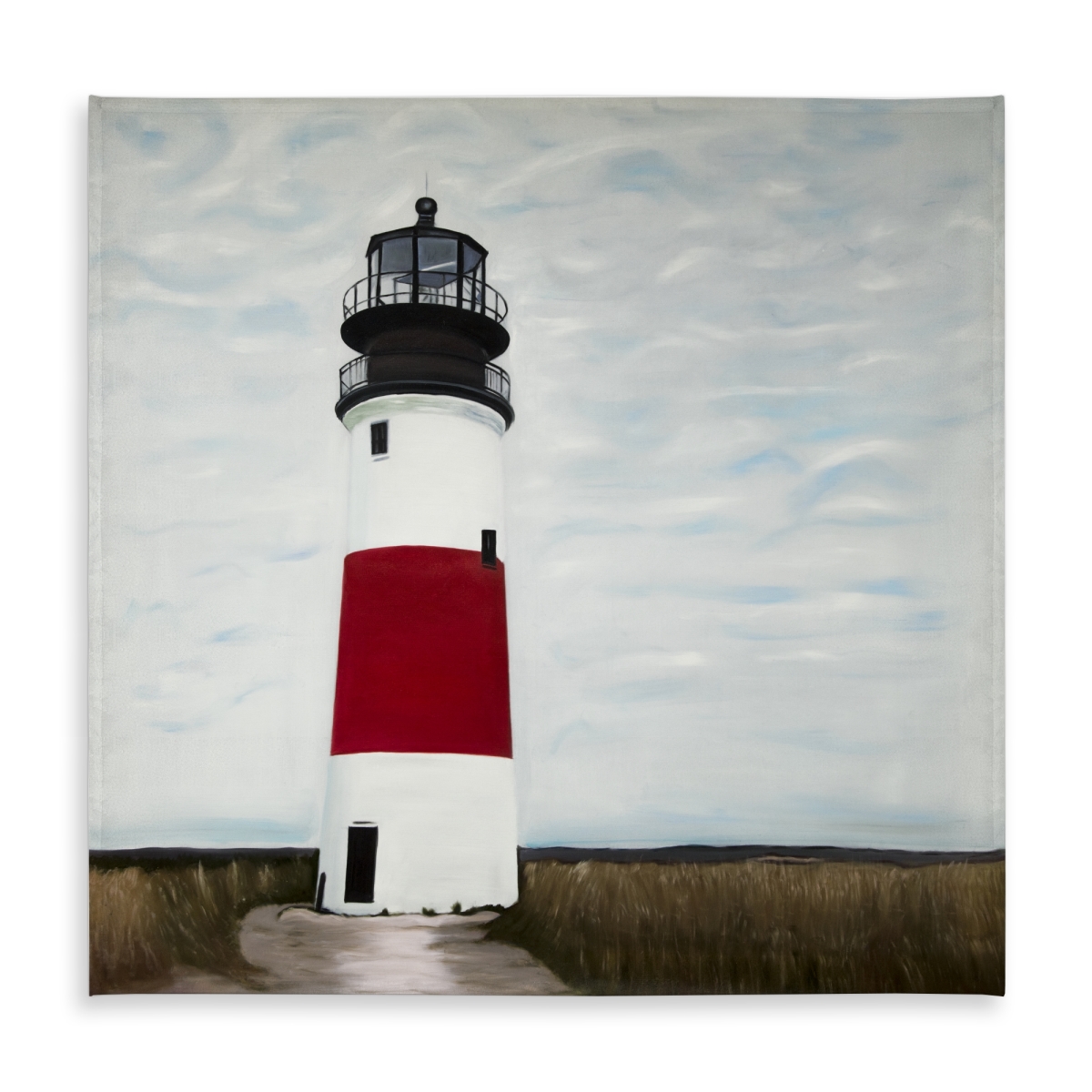 Picture of Begin Home Decor C1TC5858B0KAOG 58 x 58 in. Sankaty Head Lighthouse Blue Tablecloth - Indoor & Outdoor Decor