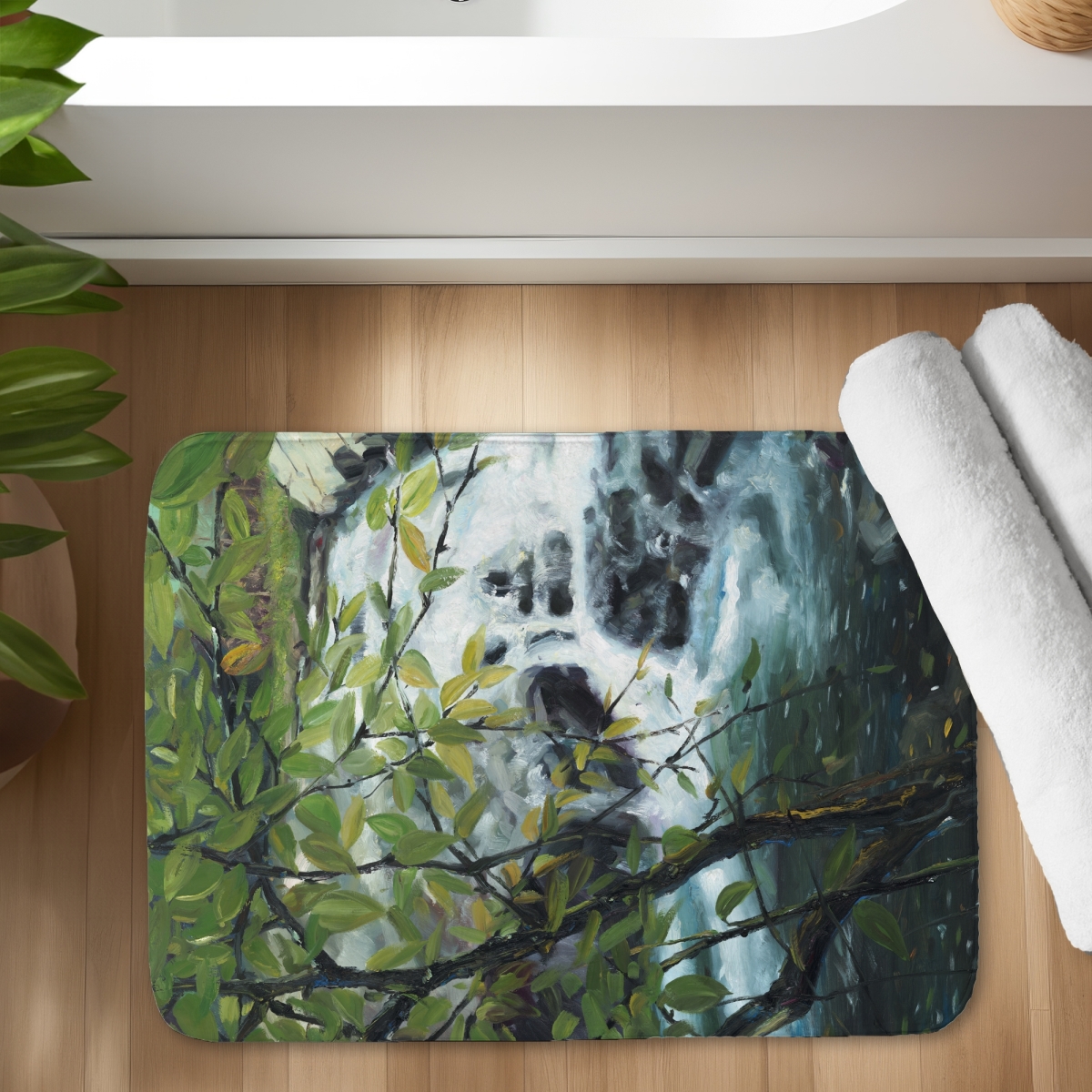 C1BM17246EXSWM 17 x 24 in. Peaceful Fall Trees Bathroom Bath Mat - Home Decor Essentials