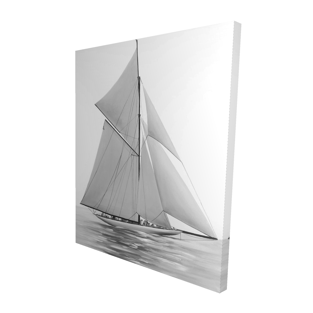2080-6048-CO73 48 x 60 in. Sailing Ship - Bathroom Waves Canvas - Home Decor Art