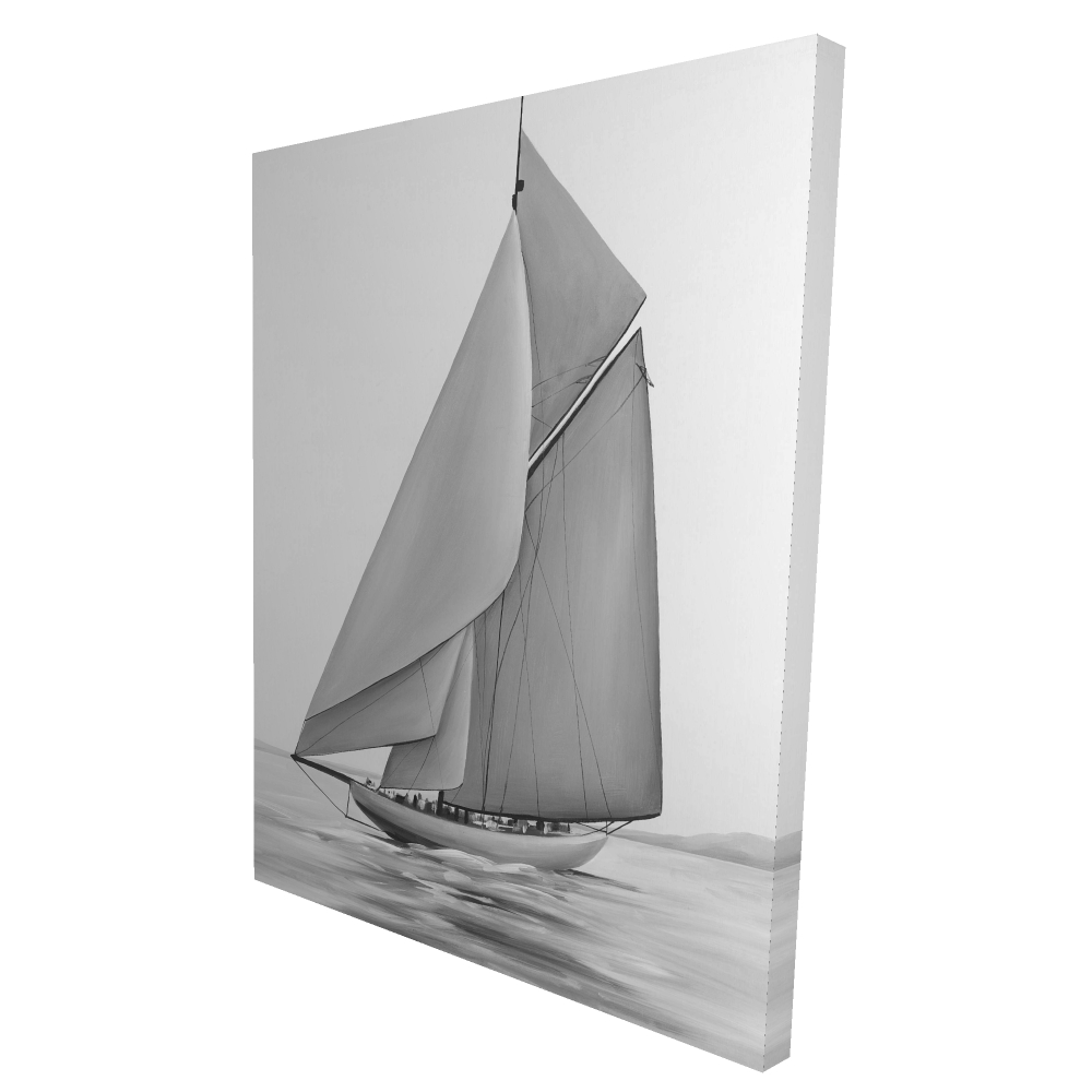 2080-4836-CO74 36 x 48 in. Vintage Sailing Ship - Hyperrealist Gray Canvas for Home Decor