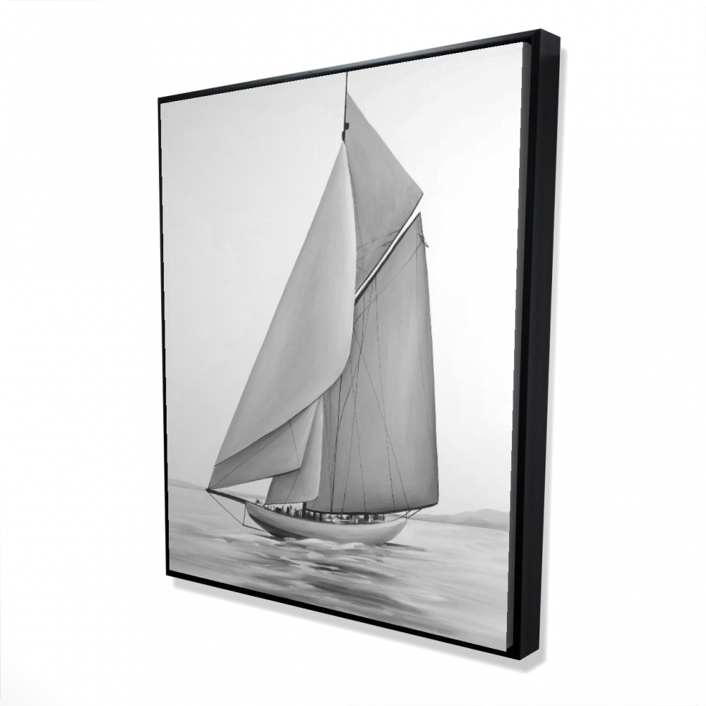 2081-6048-CO74 48 x 60 in. Vintage Sailing Ship - White Coastal Framed Canvas Decor