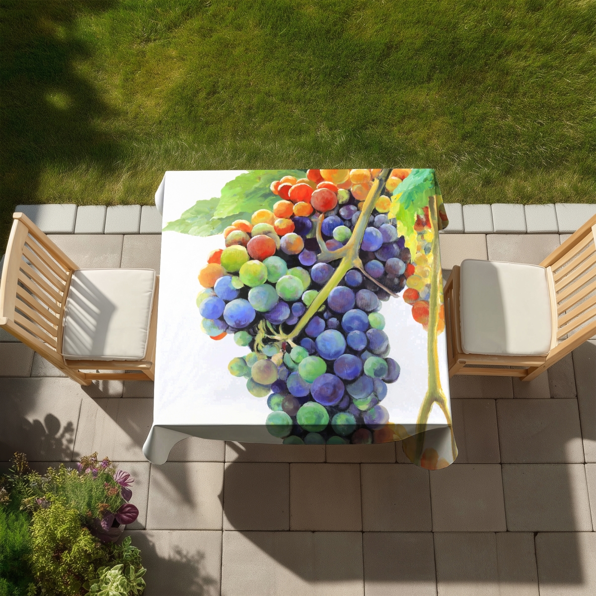 C1TC5858ZZ1D3U 58 x 58 in. Colorful Bunch of Grapes Tablecloth - Purple Still Life Decor