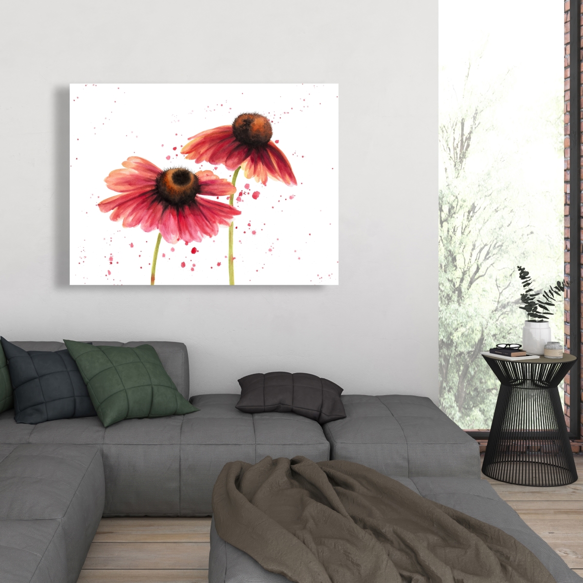 C1RC3648B85MLR 36 x 48 in. Two Pink Daisies - Romantic Canvas Art for Home Decor