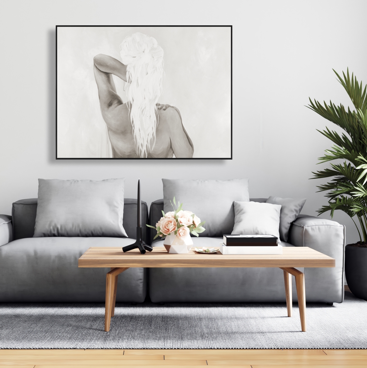 C1FC3648M8OFDE 36 x 48 in. Beautiful Dreamy Woman - Modern Figurative Framed Canvas Art