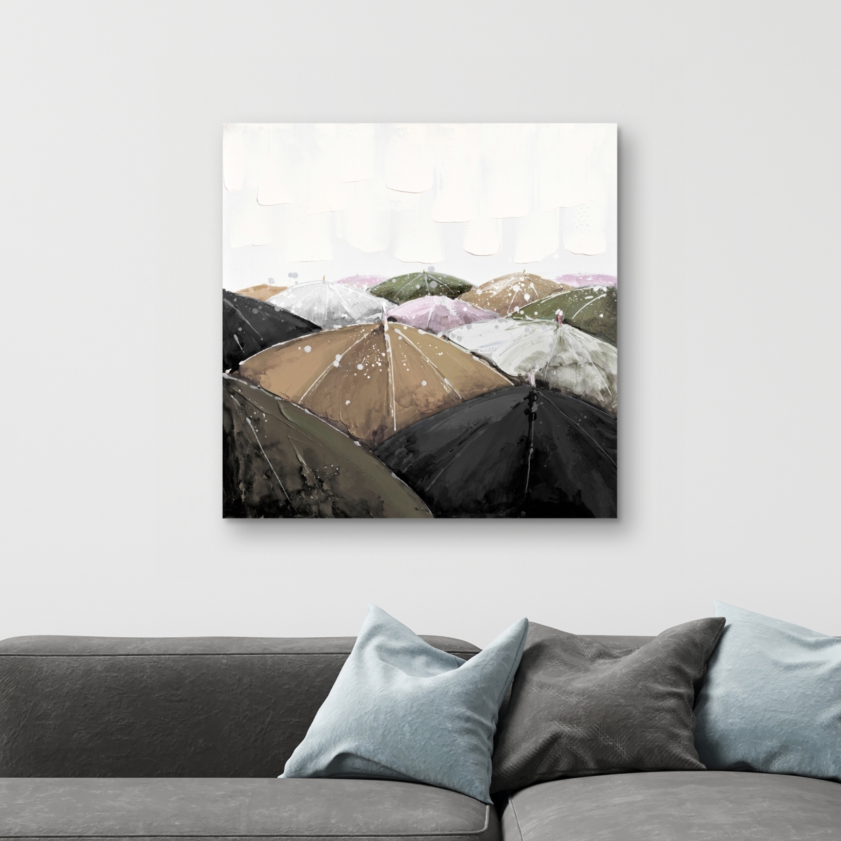 C1RC3232TR03FA 32 x 32 in. Spring Showers - Miscellaneous Green Canvas for Home Decor