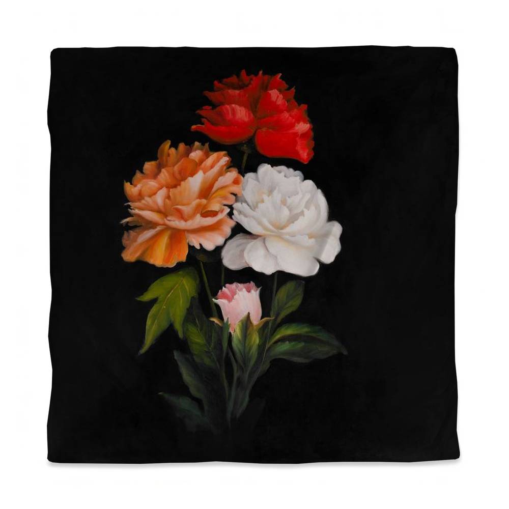 3817-SWCQ-FL135 Queen Size Black Floral & Botanical Duvet Cover - Romantic Rose Design