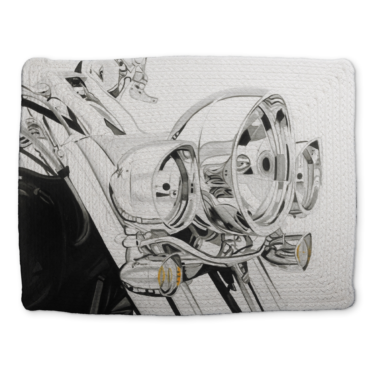 Picture of Begin Home Decor CBPM1418EIOV7J 14 x 18 in. Industrial White Braided Polyester Placemat - Motorcycle Light