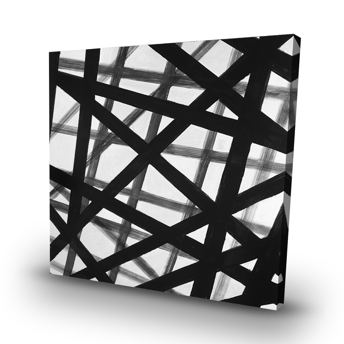 C1RC3232N9WQ2U 32 x 32 in. Abstract Bold Lines - Black Office Canvas for Home Decor
