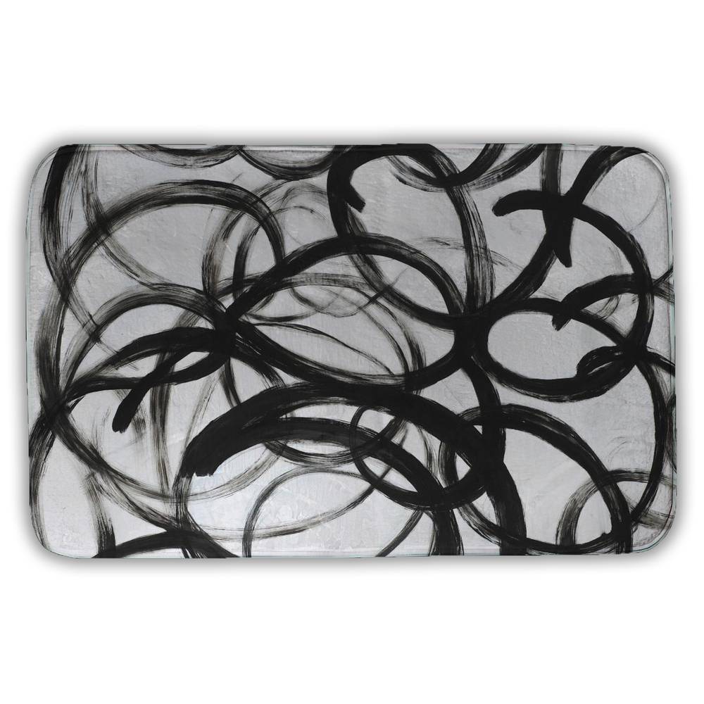 5930-3421-AB32 21 x 34 in. Abstract Curly Lines Bath Mat - Black Pattern Home Decor